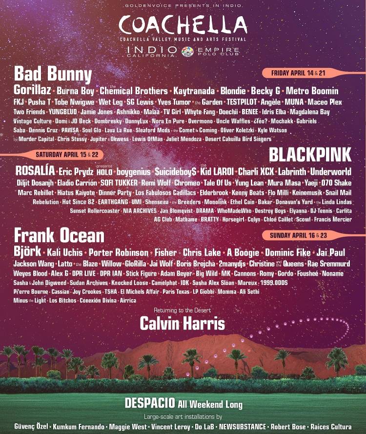 Participation Lineup for 2024 Coachella Headliners, Ticket Options